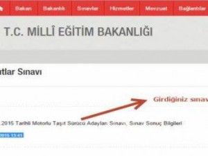 8 Ekim 2016 MEB Ehliyet Sınav Sonuçları sorgulama