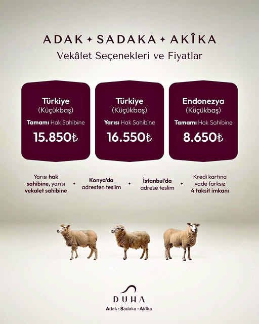 DUHA ile İyilik Sofralardan Kalplere Uzanıyor: Adak, Sadaka ve Akîka Kurbanlarında Güvenli Vekâlet Dönemi