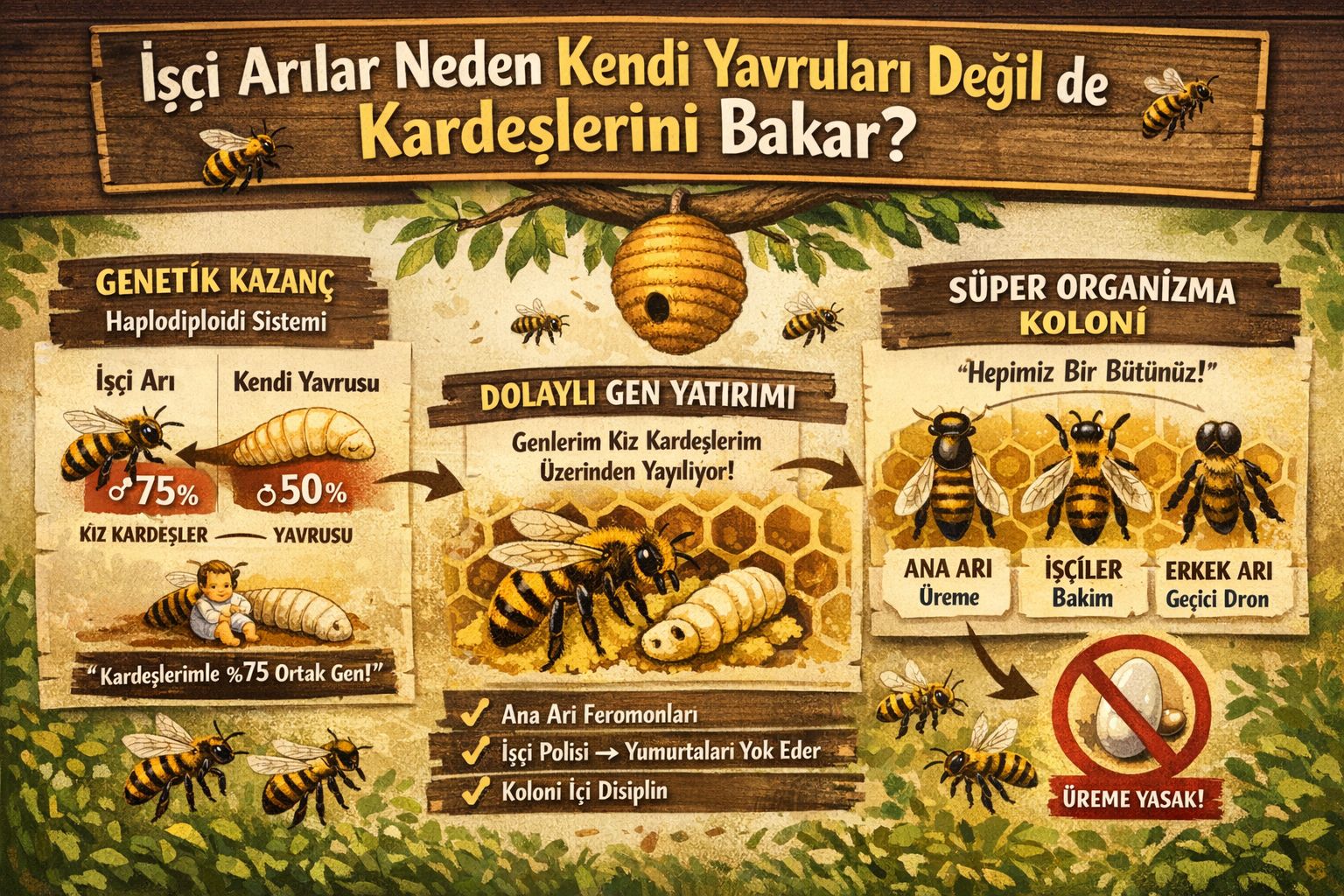 Arı Kovanındaki Genetik Gizem: İşçi Arılar Neden Kendi Yavrularını Değil de Kardeşlerini Büyütür?