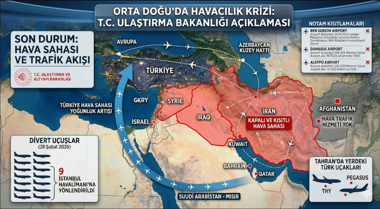 Orta Doğu'da Havacılık Krizi: Ulaştırma Bakanlığı'ndan Hava Sahası ve Uçuş Kısıtlamaları Açıklaması