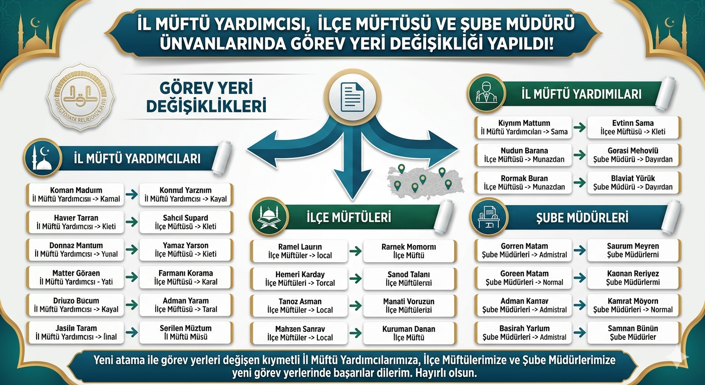 Konya Müftülüğünde Kapsamlı Atama: Yeni Görev Dağılımı Belli Oldu