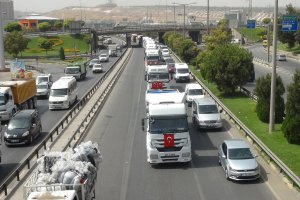 PKK saldırılarına bir tepkide Gaziantep'te kamyonculardan Geldi